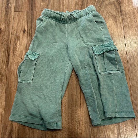 Cat & Jack Wide Leg Crop Cargo Sweatpants and Matching Hoodie Green - Picture 4 of 6